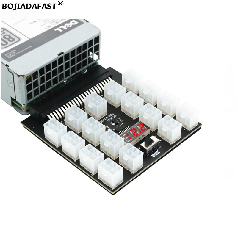 لوحة توصيل 17 * PCI-E 6Pin مع  - مراجعة 2400W Server Psu Breakout Board وسعره